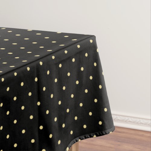 Modern Chic Black Faux Gold Polka Dots Pattern Tablecloth