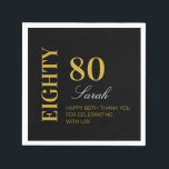 Modern Chic Black Gold 80th Birthday Party  Napkins<br><div class="desc">Modern Chic Black Gold 80th Birthday Party Napkins</div>