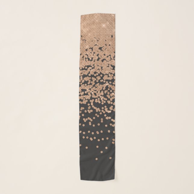 Modern Chic Black Gold Polka Dot Black Confetti Scarf (Front)