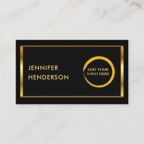 Modern chic black gold professional add logo business card
