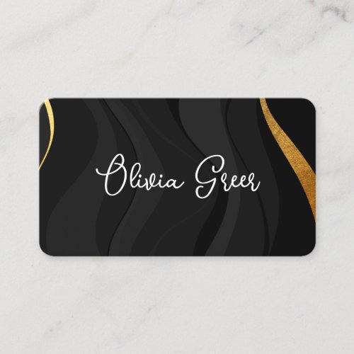 Modern Chic Black Gold Retro Waves  Business Card