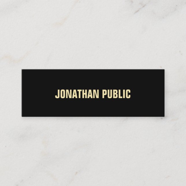 Modern Chic Black Gold Text Elegant Simple Plain Mini Business Card (Front)