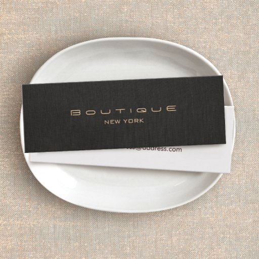 Customizable Chic Boutique Faux Black Linen Professional Business Card
