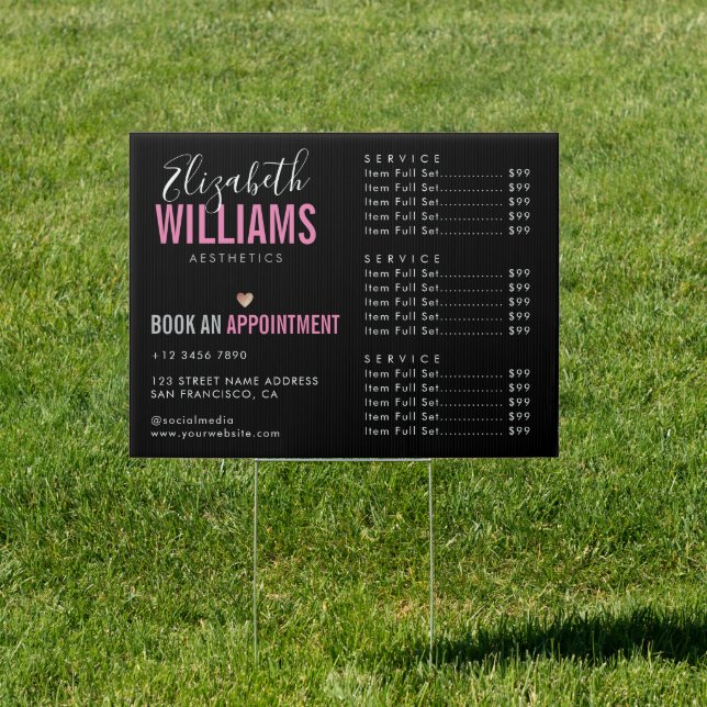 Modern Chic Black Pink Beauty Salon Sign (Insitu)