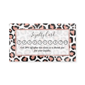 Modern Chic Black Rose Gold Foil Leopard Print Loyalty Card