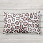 Modern Chic Black Rose Gold Foil Leopard Print Lumbar Pillow<br><div class="desc">This modern and chic safari print is perfect for the trendy and stylish fashionista. It features faux printed rose gold and black foil leopard animal print on top of a simple white background. It's elegant, stylish, and trendy. ***IMPORTANT DESIGN NOTE: For any custom design request such as matching product requests,...</div>