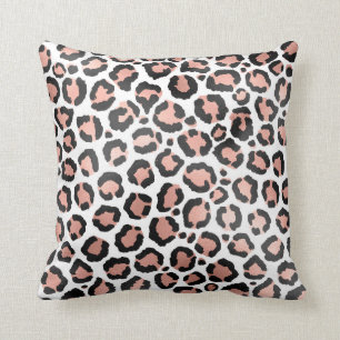 Modern Chic Black Rose Gold Foil Leopard Print Throw Pillow