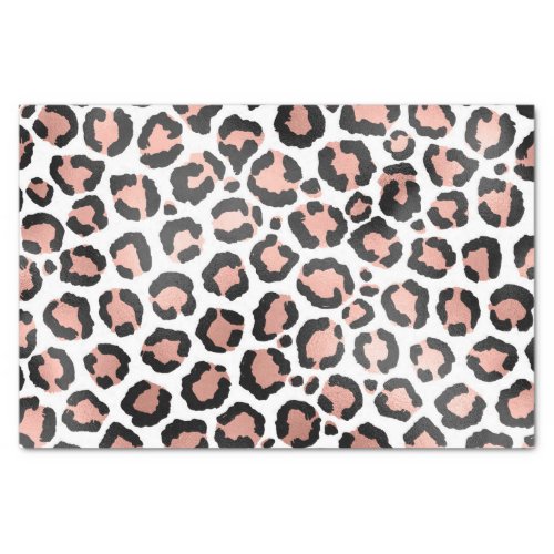 Modern Chic Black Rose Gold Foil Leopard Print Tissue Paper