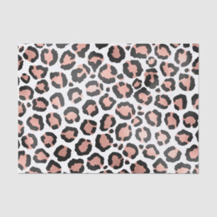 Modern Chic Black Rose Gold Foil Leopard Print Tissue Paper