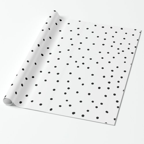 Modern chic black watercolor cute polka dots wrapping paper