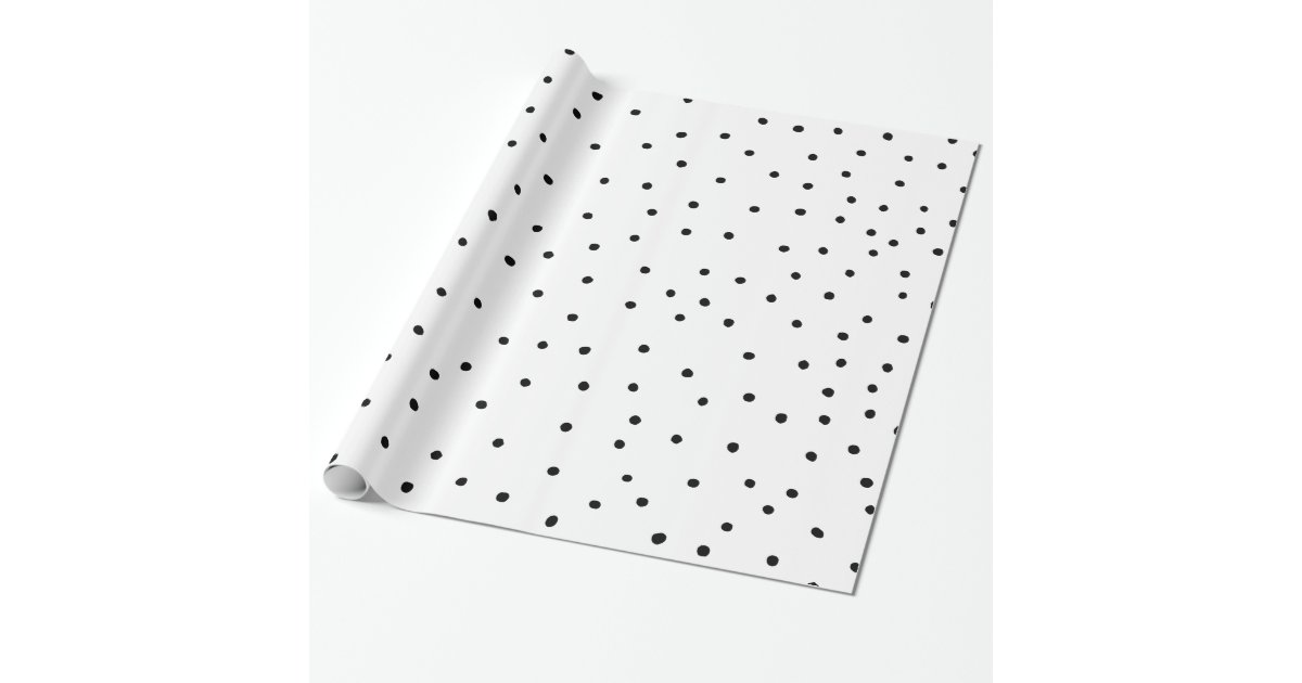 Modern Chic Black Watercolor Cute Polka Dots Wrapping Paper