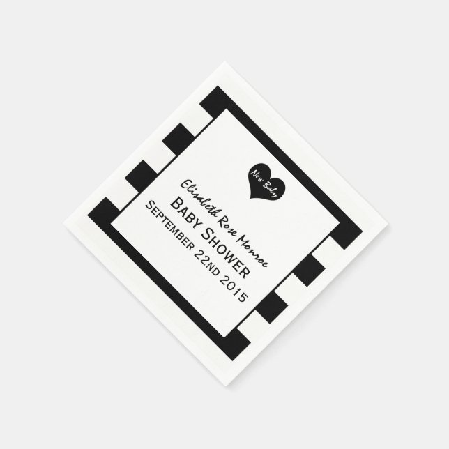 Modern Chic Black & White Baby Shower Napkins (Corner)