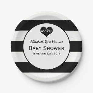 Modern Chic Black & White Baby Shower Paper Plates