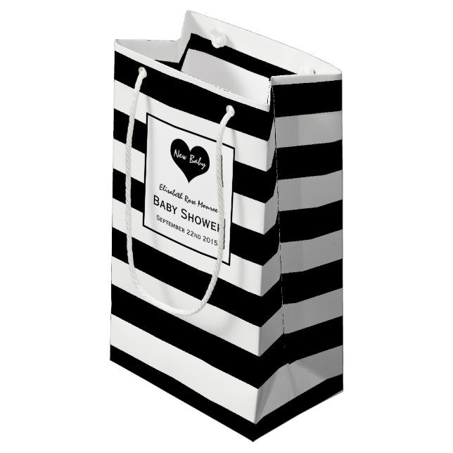 Modern Chic Black & White Baby Shower Small Gift Bag (Front Angled)