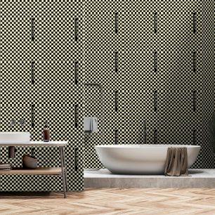 Modern Chic Black & White Checkered Geometric Wallpaper