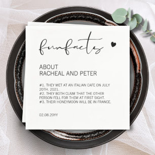 Modern Chic Black White Fun Facts Script Wedding Napkins
