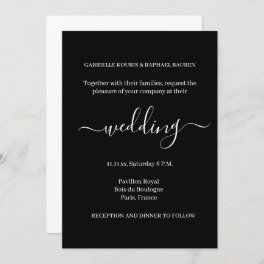 Modern Chic Black & White Minimalist Wedding Invitation