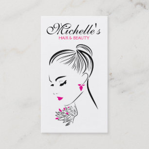 Modern Chic Black White Pink Girl Fashion Stylist Business Card