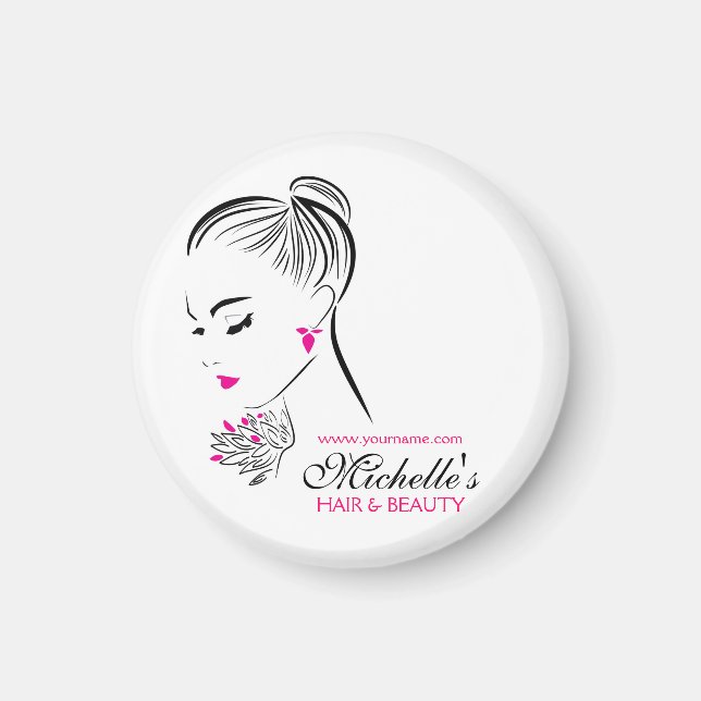 Modern Chic Black White Pink Girl Fashion Stylist  Magnet (Front)