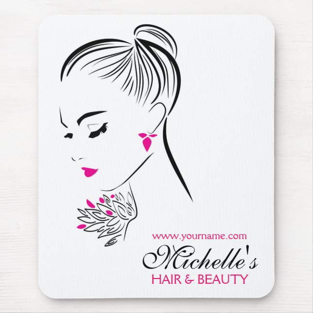 Modern Chic Black White Pink Girl Fashion Stylist  Mouse Pad (Front)