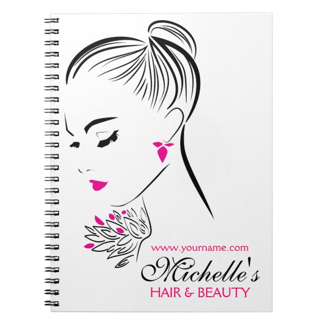 Modern Chic Black White Pink Girl Fashion Stylist  Notebook (Front)