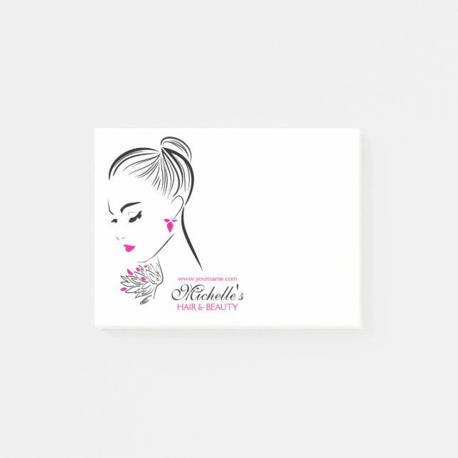 Modern Chic Black White Pink Girl Fashion Stylist  Post-it Notes (Front)
