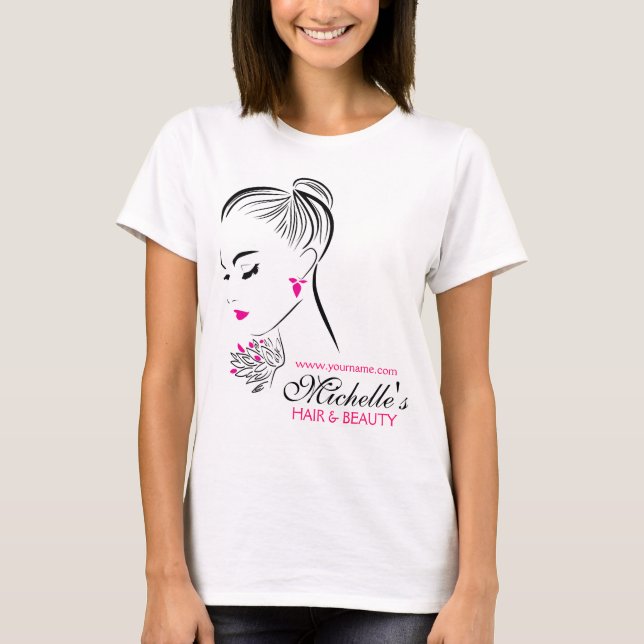 Modern Chic Black White Pink Girl Fashion Stylist  T-Shirt (Front)