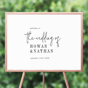 Modern Chic Black White Printable Wedding Welcome Poster