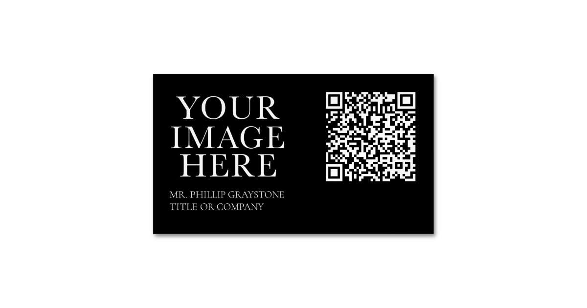 Modern Chic Black & White QR Code Business Card Magnet | Zazzle
