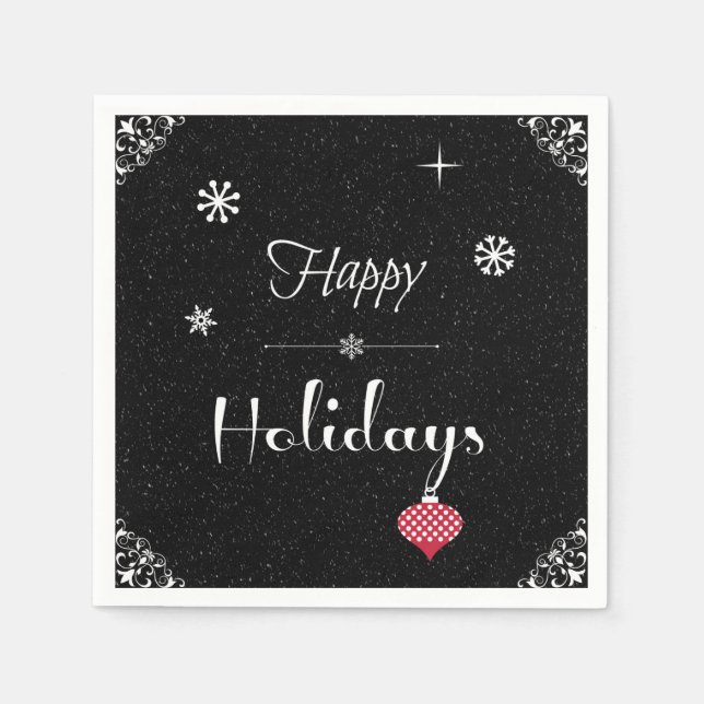 Modern Chic Black White Red Christmas Holiday Napkins (Front)