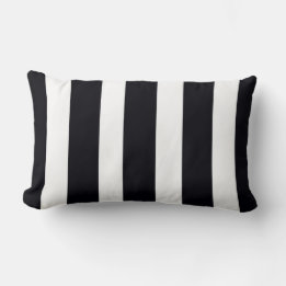 Modern Chic Black & White Striped Trendy Elegant Lumbar Pillow