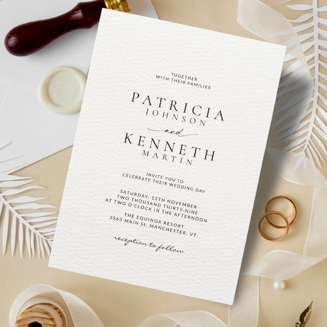 Modern Chic Black & White Textured Wedding Invitation (Creator Uploaded)