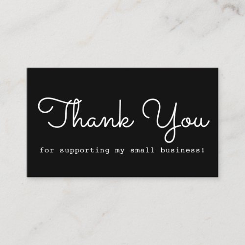 Modern Chic Black White Thank You Business Card