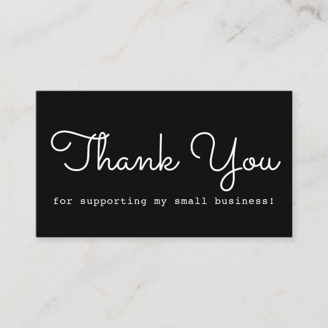 Modern Chic Black White Thank You Business Card (Front)