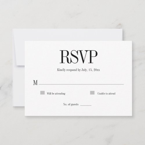 Modern Chic Black  White Wedding Response Card