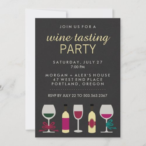 Modern Chic Black Wine Tasting Party Invitation