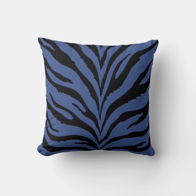 Modern chic blue and black zebra prints pillow (Front)