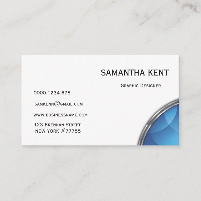 Modern chic blue and white business card (Front)
