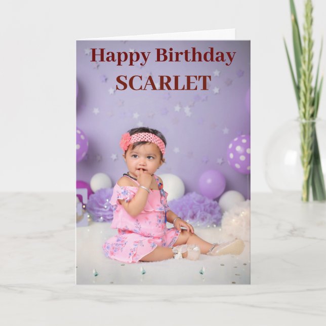 Modern Chic Blue Custom Photo Birthday Greeting Card (Front)