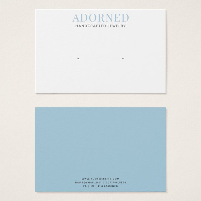 Modern Chic Blue Earring Jewelry Display Cards (Front & Back)