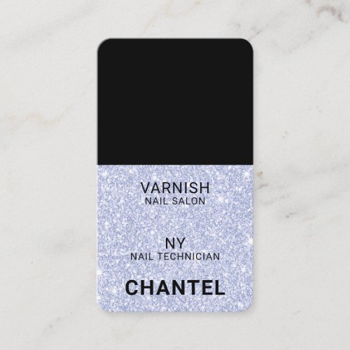 Modern chic blue glitter glam stylish nail polish business card