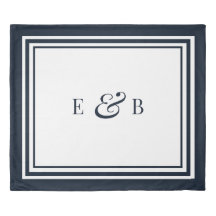 Modern Chic Blue Minimalist Custom Monogram King
