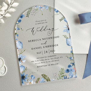 Modern Chic Blue Wedding Acrylic Invitations