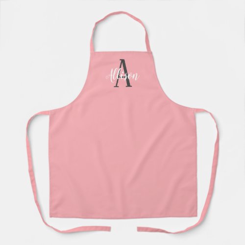 Modern Chic Blush Coral Pink Monogram Personalized Apron