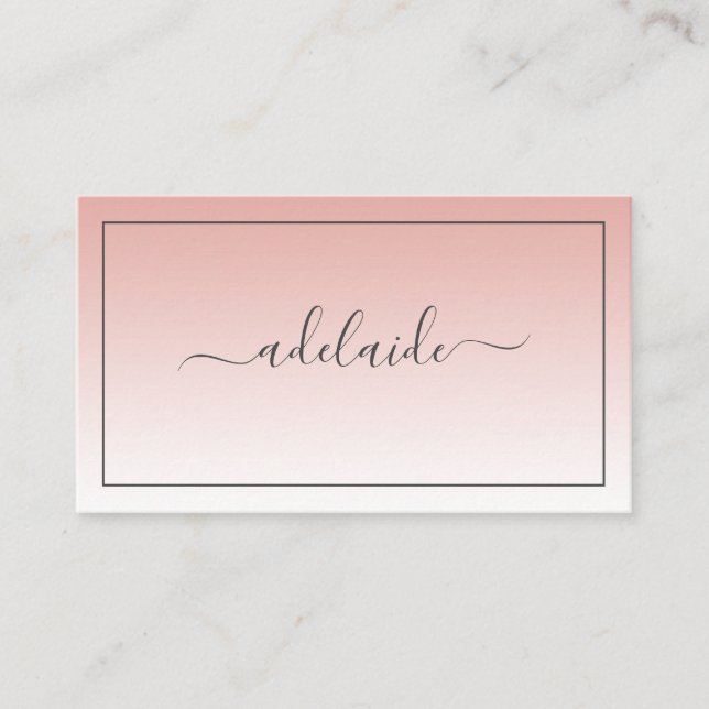 Modern Chic Blush Pink hairstylist ombre script Business Card (Front)