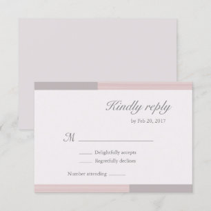 Modern chic blush pink white gray stripes rsvp invitation
