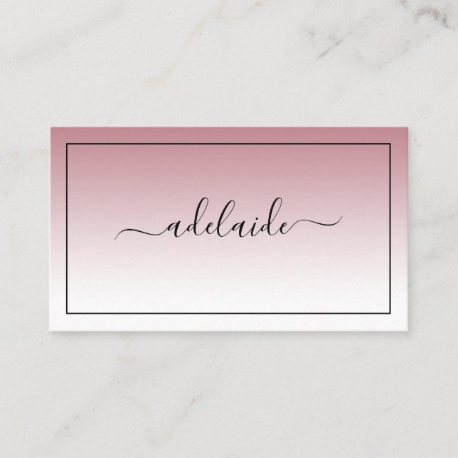 Modern Chic Blush Pink White hairstylist script Business Card (Front)
