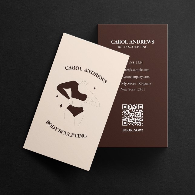 Modern Chic Body Sculpting Waxing Massage QR Code Business Card (Creator Uploaded)