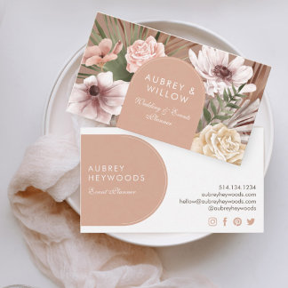Modern Chic Bohemian Watercolor Boho Florals Arch Business Card