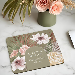Modern Chic Bohemian Watercolor Boho Florals Arch Mouse Pad